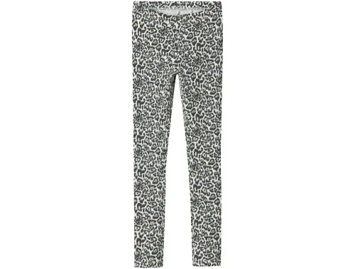 Name It leggings lys grå meleret med leoprint